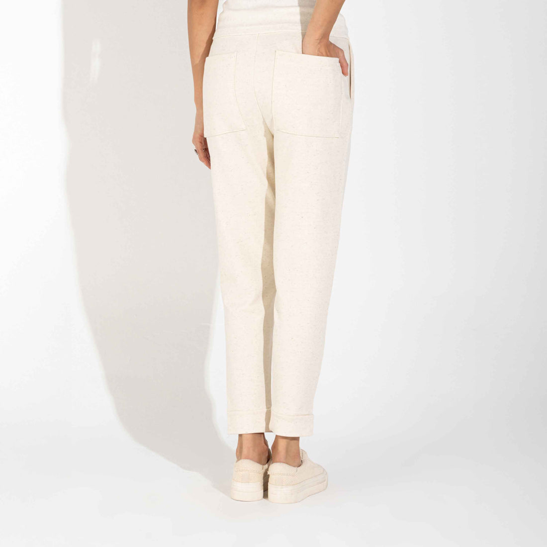 Calça Jogger Moletinho Strech Linho Unissex - Natural