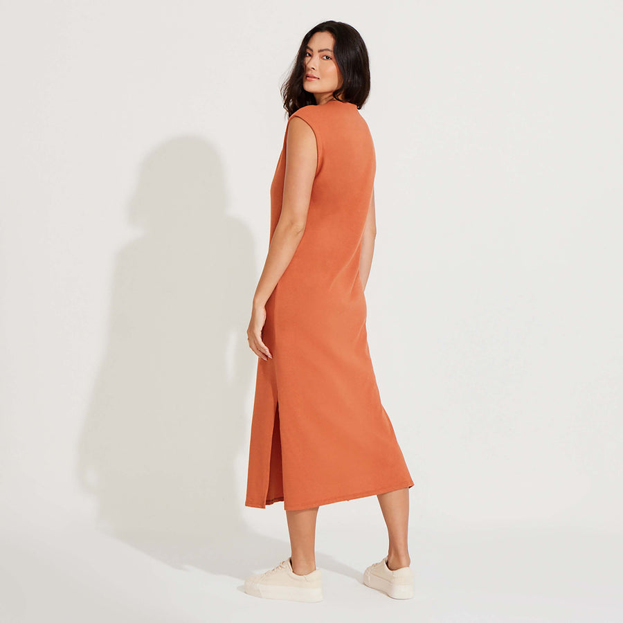 Vestido Midi Malha Tricot - Terracota