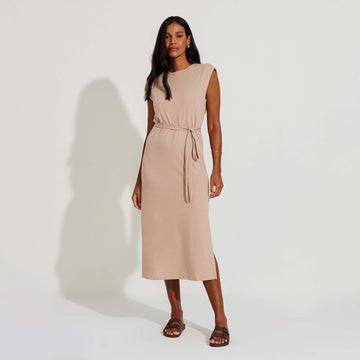 Vestido Midi Malha Tricot - Bege Camel