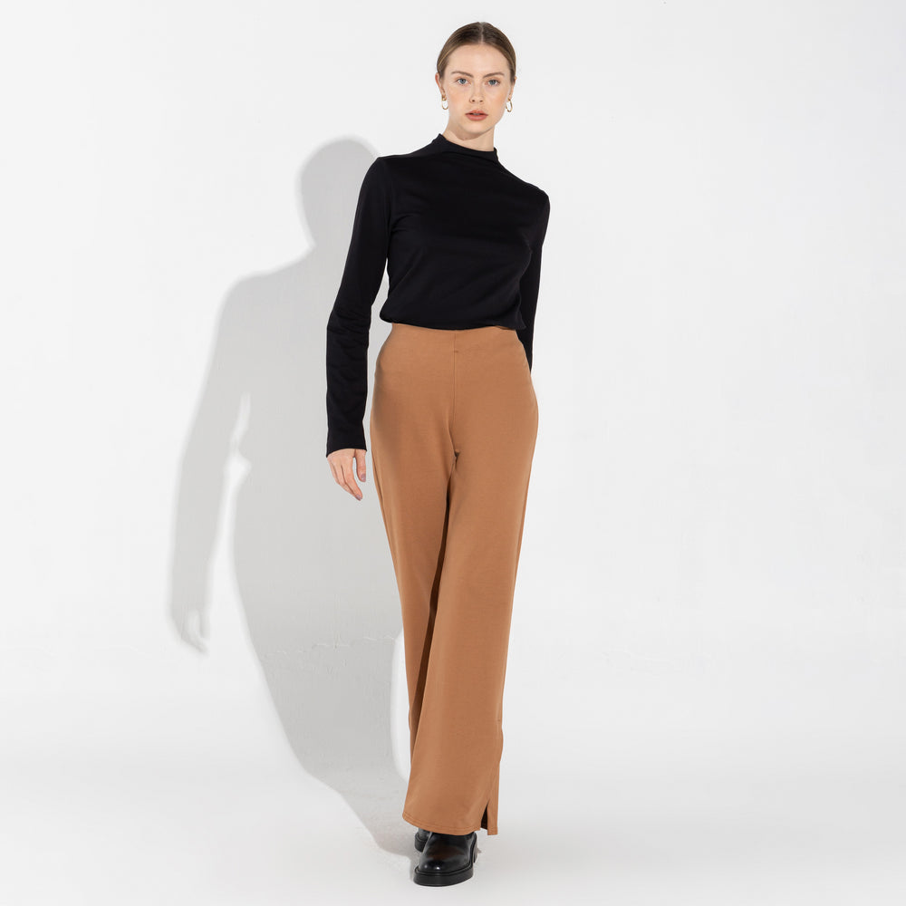 Calça Fenda Lateral Feminina - Ocre