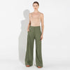 Calça Wide Linho Feminina - Verde Militar
