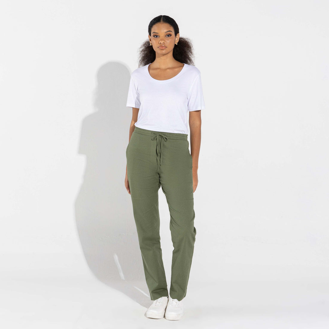 Calça Reta Linho - Verde Militar