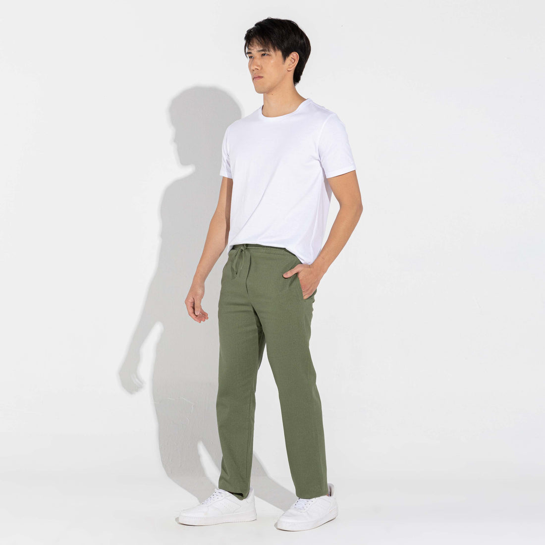 Calça Reta Linho - Verde Militar