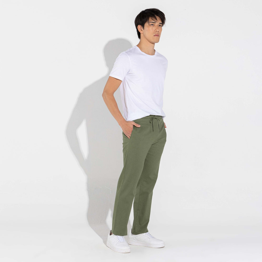 Calça Reta Linho - Verde Militar