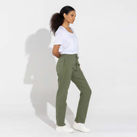 Calça Reta Linho - Verde Militar