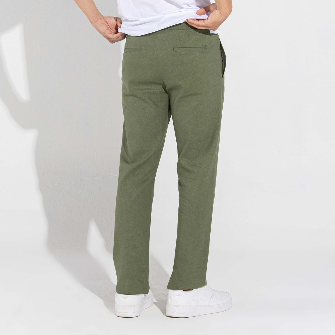 Calça Reta Linho - Verde Militar