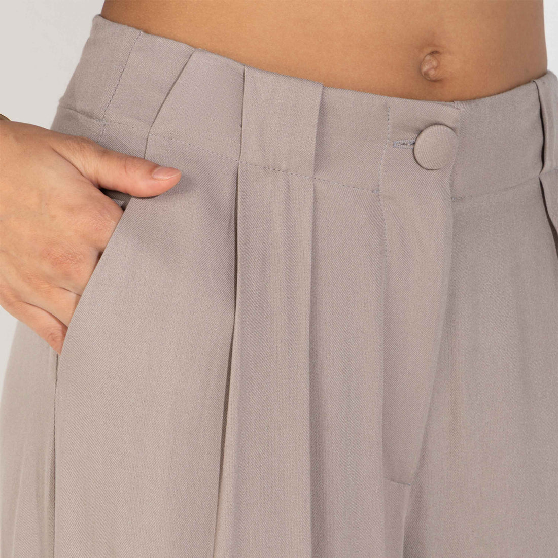 Calça Pantalona Viscose Feminina - Light Taupe