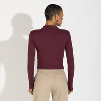 Blusa Canelado Algodão Gola Alta Feminina - Roxo Amoreira