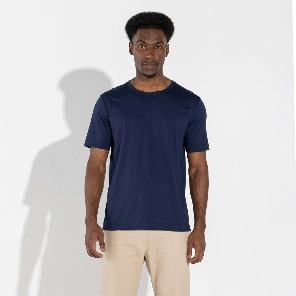 Camiseta Algodão Pima Recorte Masculina | Life Collection - Azul Marinho