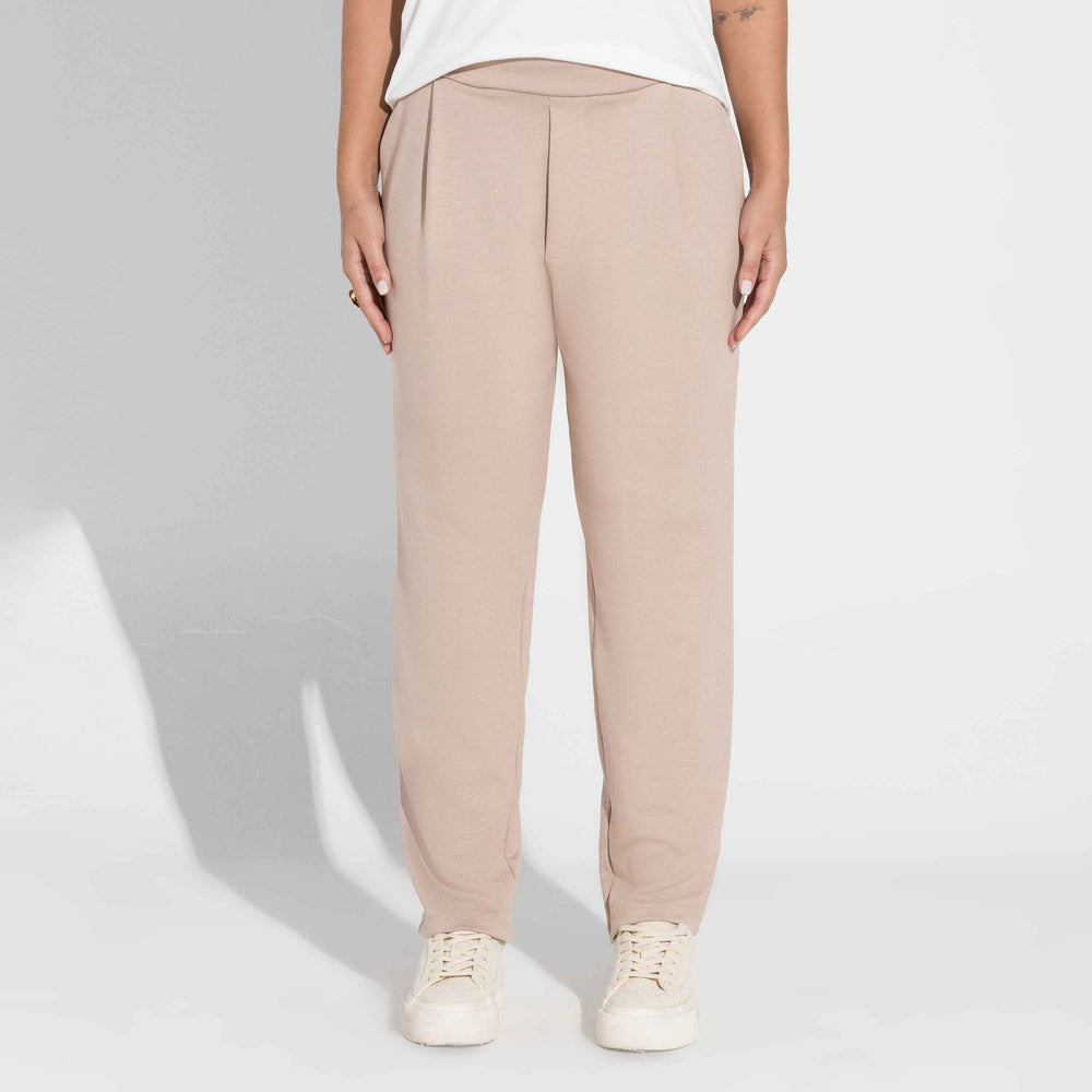 Calça Dense Viscose Alfaiataria Feminina - Bege Amêndoa
