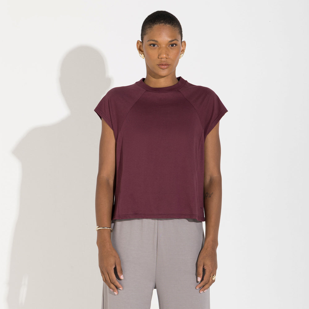 Camiseta Pima Raglan Feminina | Life Collection - Roxo Amoreira