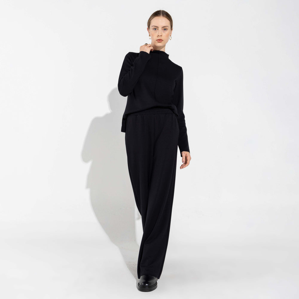 Blusa Dense Viscose Manga Longa Feminina - Preto