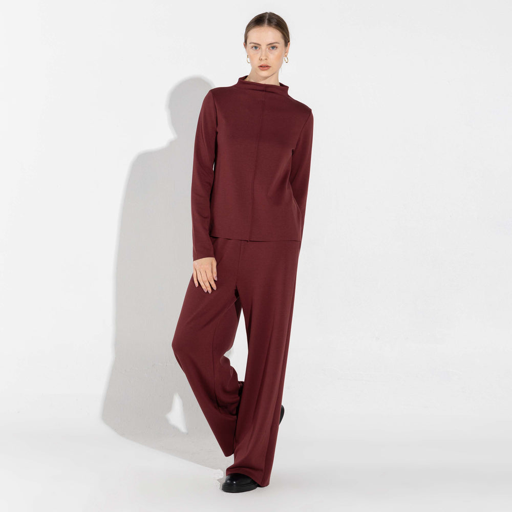 Blusa Dense Viscose Manga Longa Feminina - Bordô