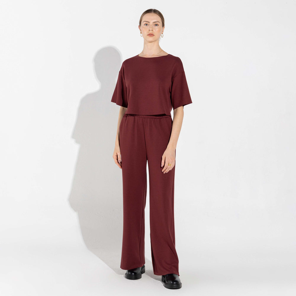 Calça Dense Viscose Feminina - Bordô