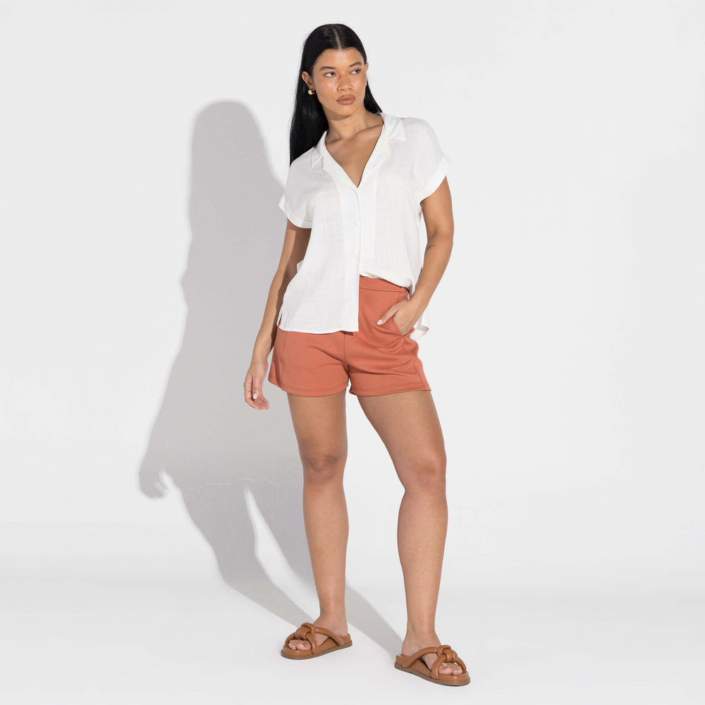 Shorts Dense Viscose Feminino - Ferrugem