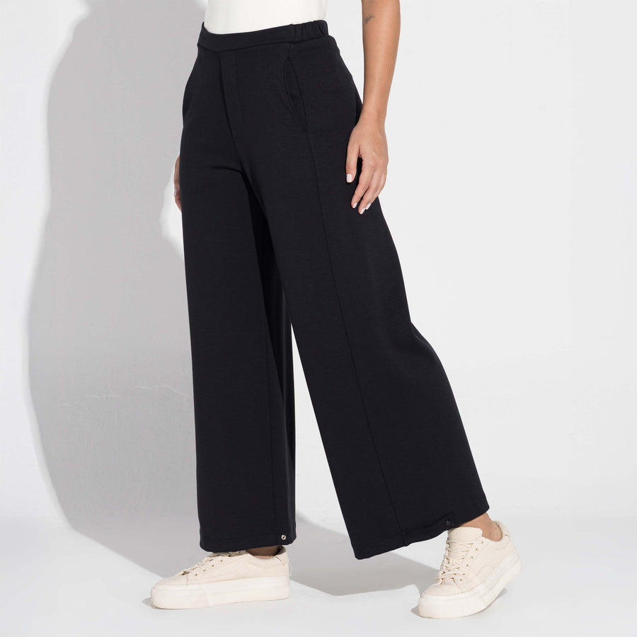 Calça Barrel Dense Viscose Feminina - Preto