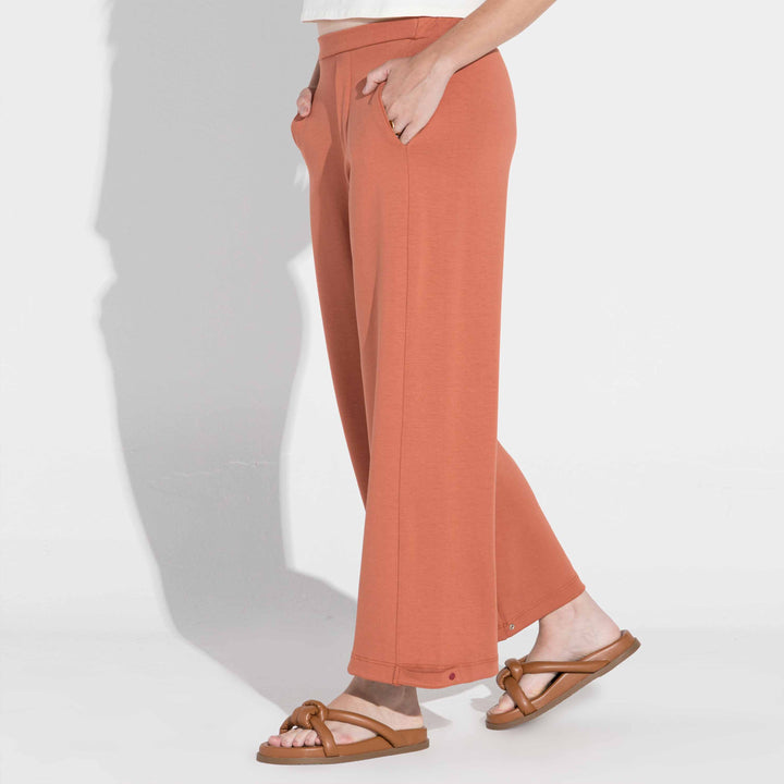 Calça Barrel Dense Viscose Feminina - Ferrugem