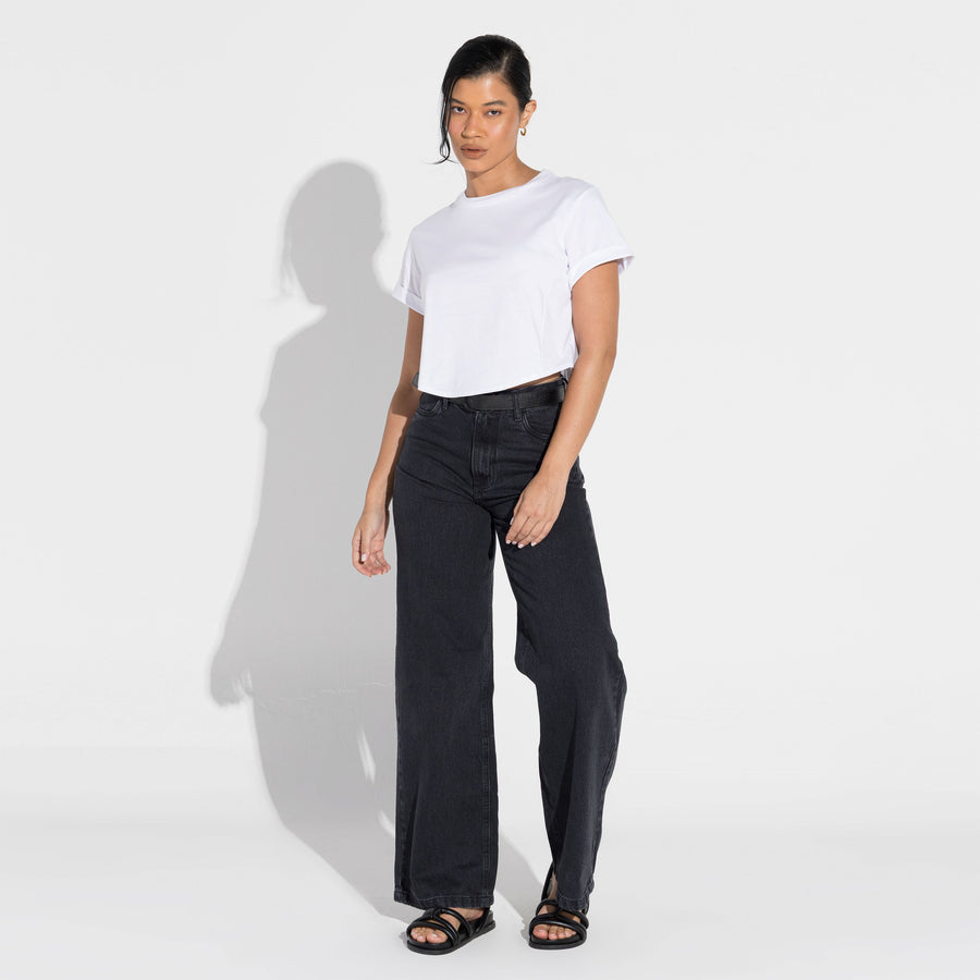 Camiseta Cropped Algodão Pima Feminina | Life Collection - Branco