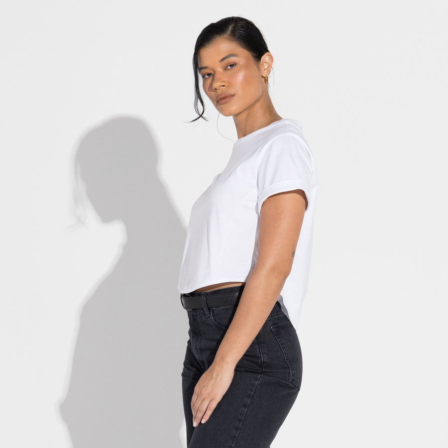 Camiseta Cropped Algodão Pima Feminina | Life Collection - Branco