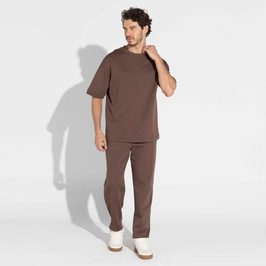 Camiseta Moletom Premium Masculina - Marrom Macchiato