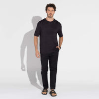 Camiseta Viscose Listras Masculina - Listras Preto E Off Vanilla