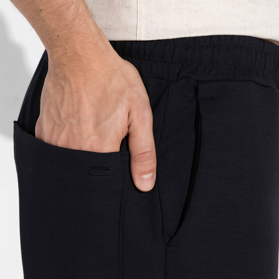 Bermuda Cós Elástico Dense Viscose Masculina - Preto