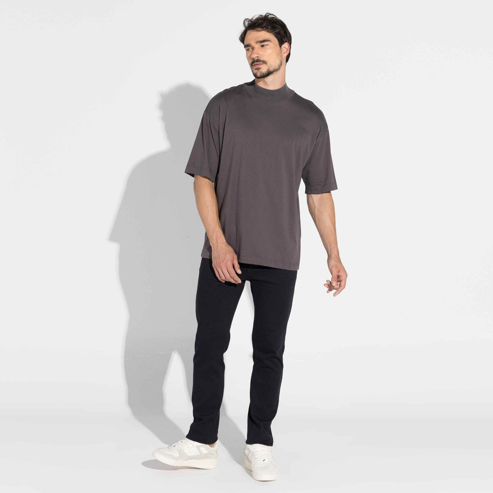 Camiseta Pima Boxy Masculina | Life Collection - Cinza Carvão