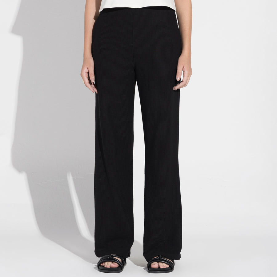 Calça Reta Eco Waffle Feminina - Preto