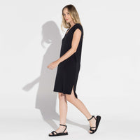 Vestido Dense Viscose Decote V - Preto