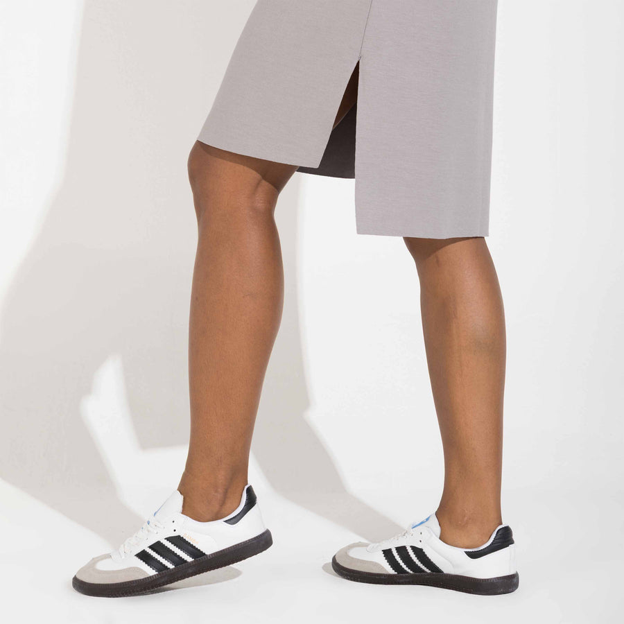 Vestido Dense Viscose Decote V - Cinza Steel