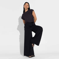 Camiseta Viscose Listras Feminina - Listras Preto E Off Vanilla