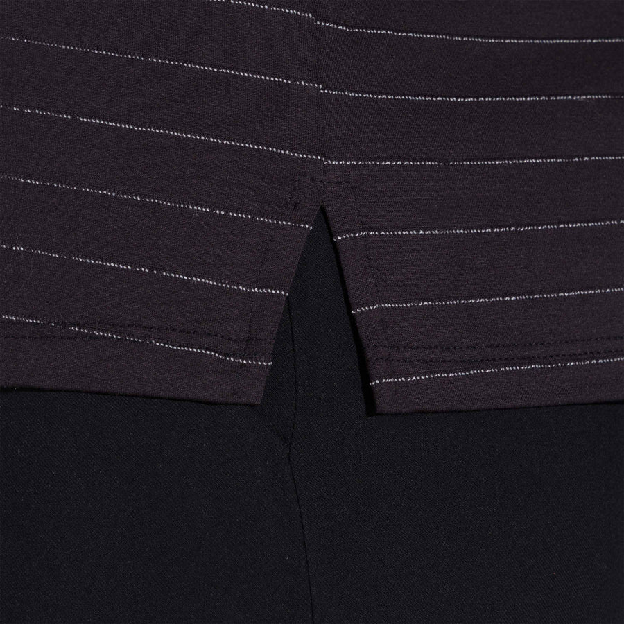 Camiseta Viscose Listras Feminina - Listras Preto E Off Vanilla