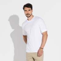 Camiseta Pima Detalhe Punho Masculina | Life Collection - Branco
