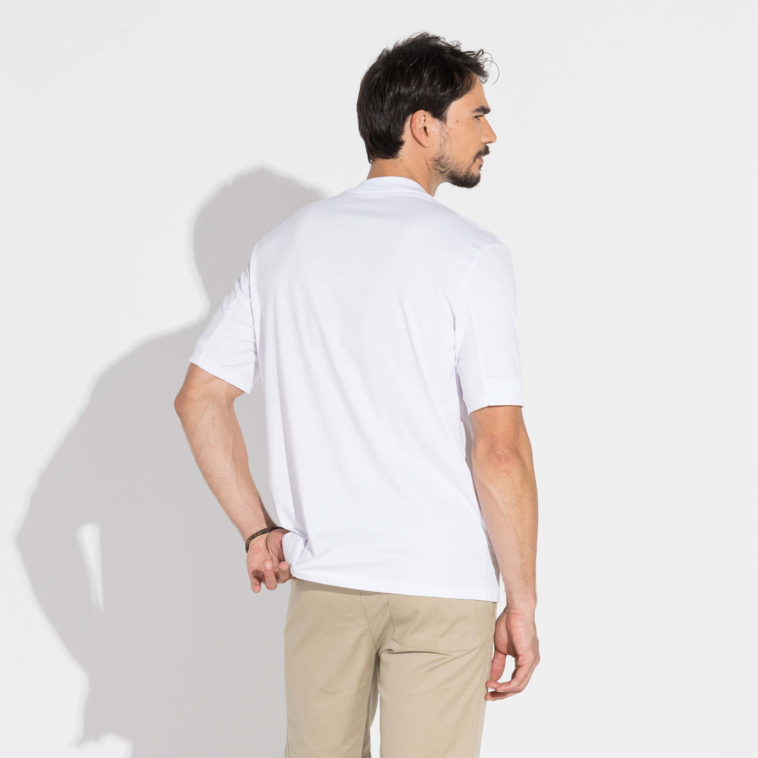 Camiseta Pima Detalhe Punho Masculina | Life Collection - Branco