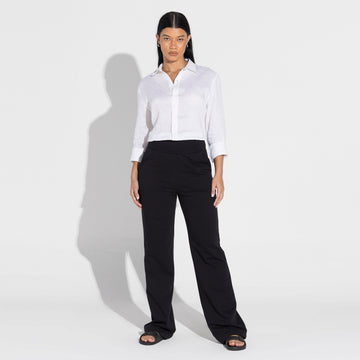 Calça Reta Moletom Leve Feminina - Preto