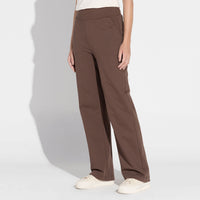 Calça Reta Moletom Leve Feminina - Marrom Macchiato