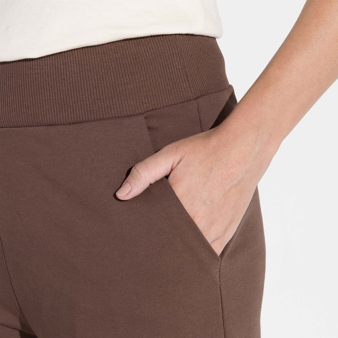 Calça Reta Moletom Leve Feminina - Marrom Macchiato