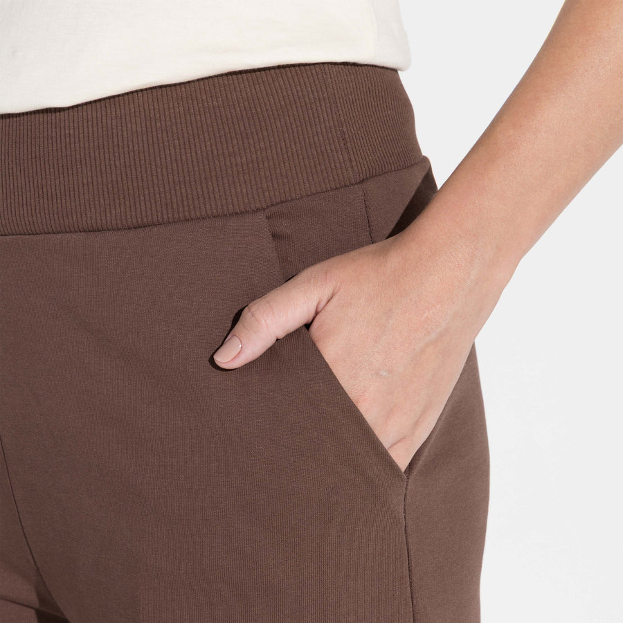 Calça Reta Moletom Leve Feminina - Marrom Macchiato