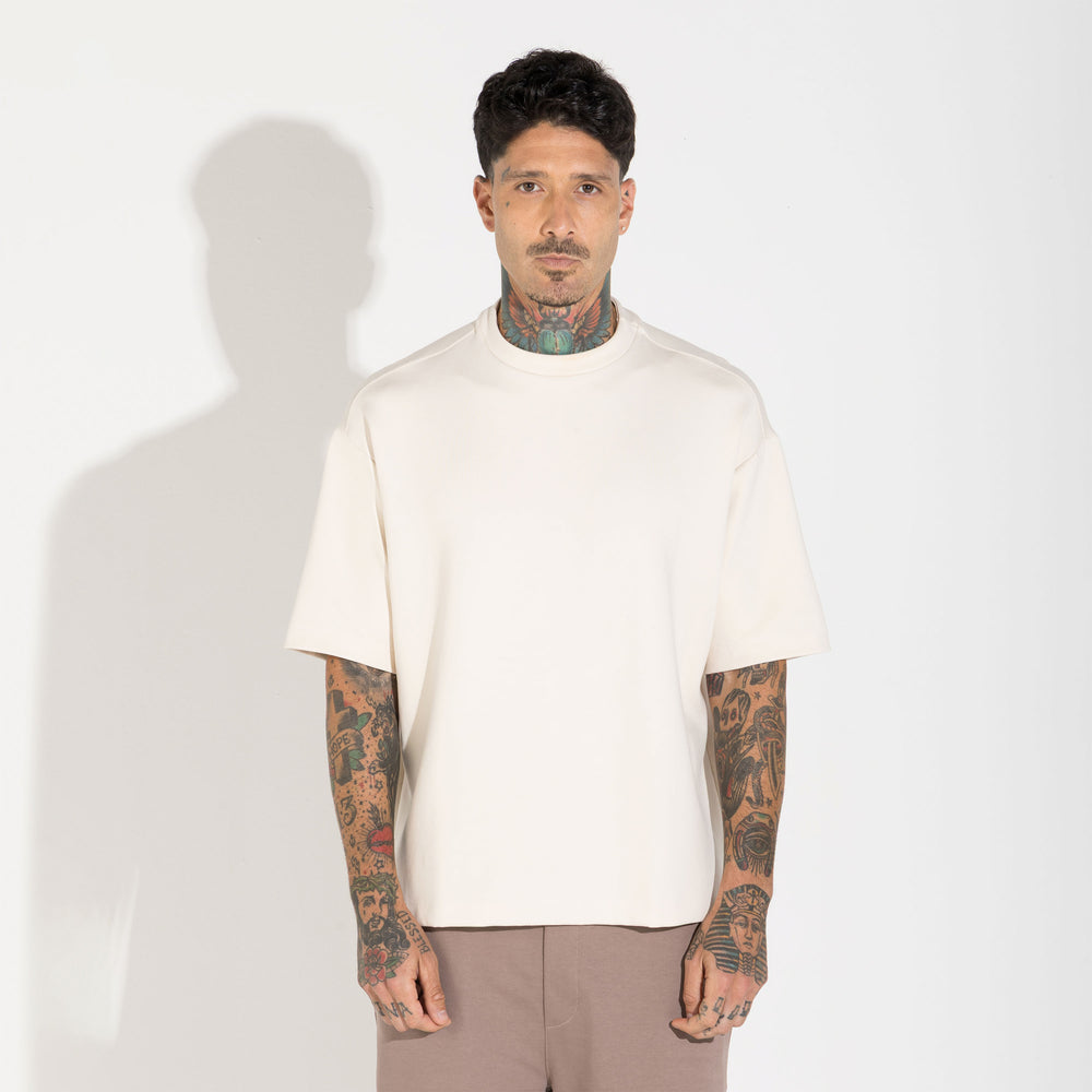 Camiseta Oversized Dense Viscose Masculina - Off Vanilla