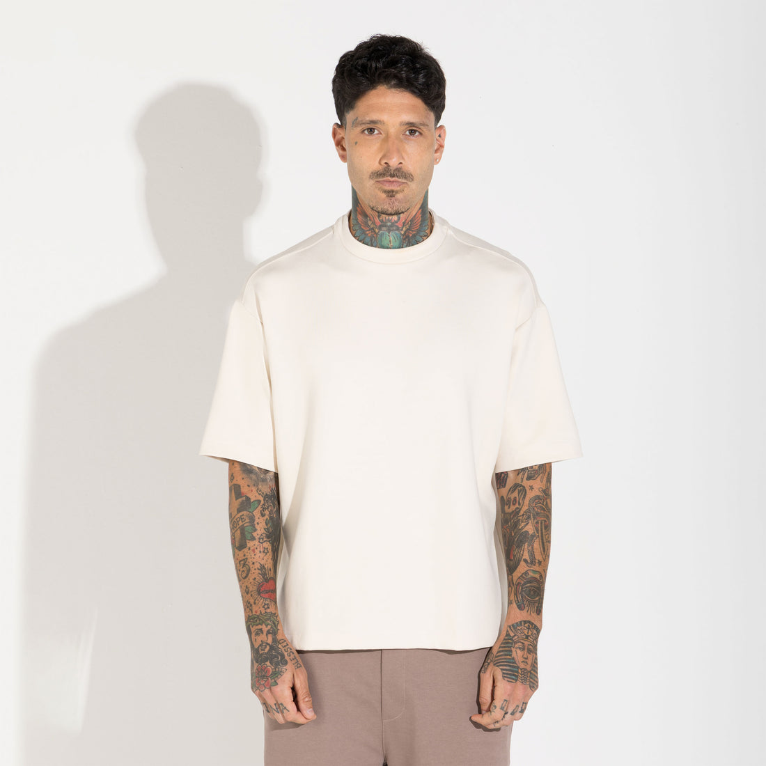Camiseta Oversized Dense Viscose Masculina - Off Vanilla
