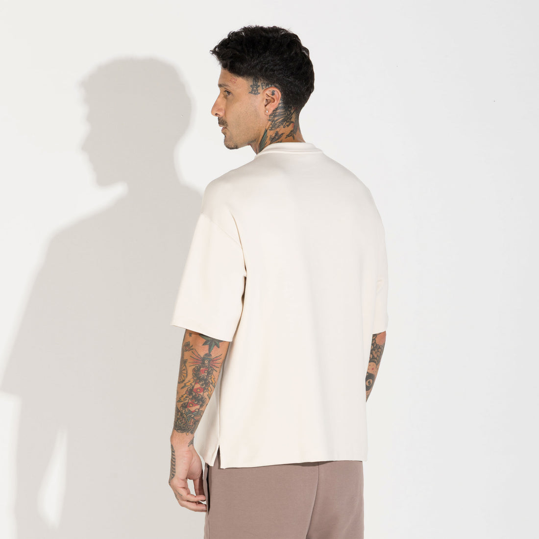 Camiseta Oversized Dense Viscose Masculina - Off Vanilla