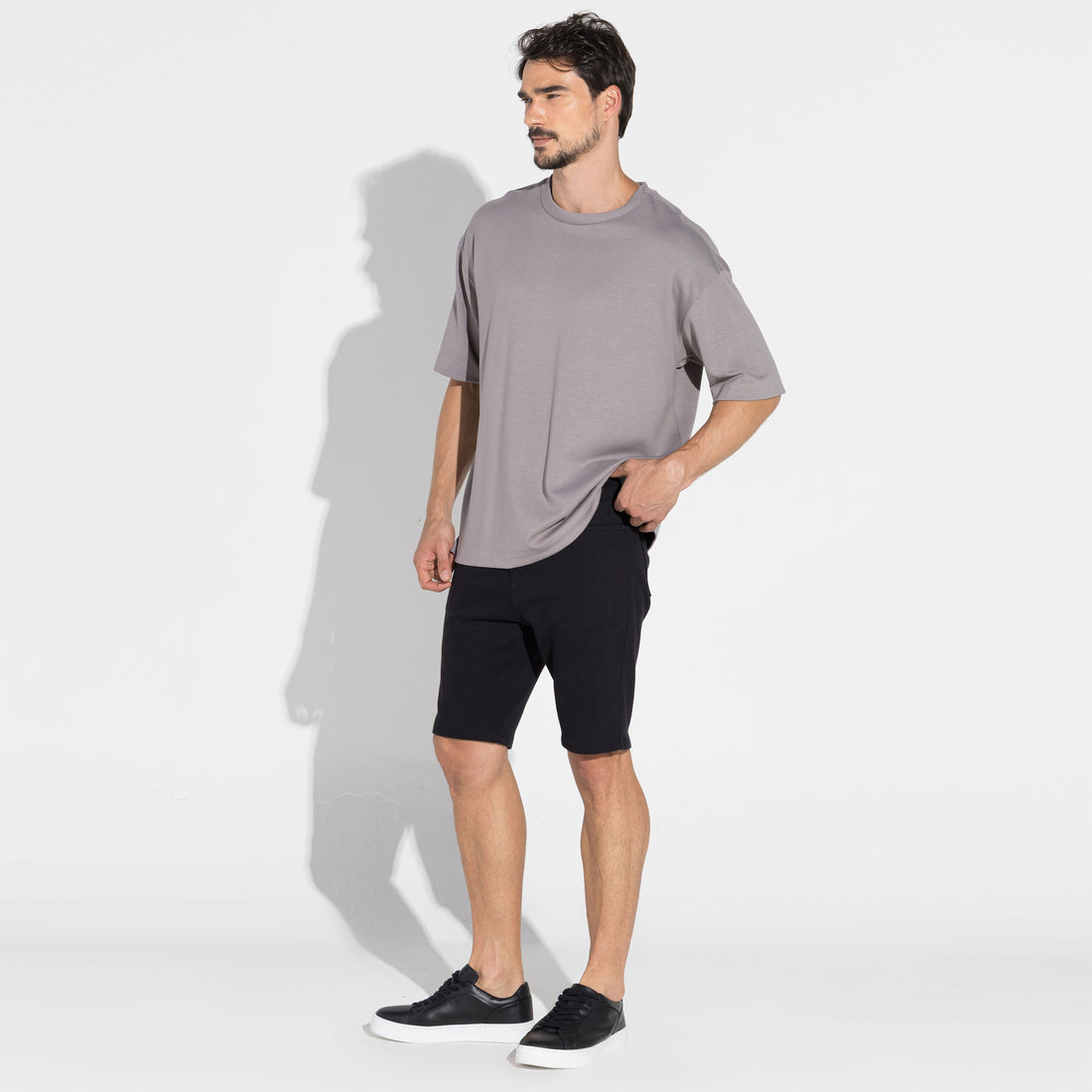 Camiseta Oversized Dense Viscose Masculina - Cinza Steel