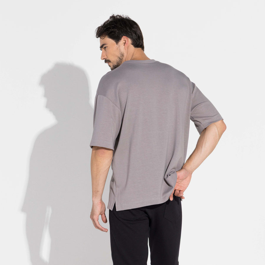 Camiseta Oversized Dense Viscose Masculina - Cinza Steel