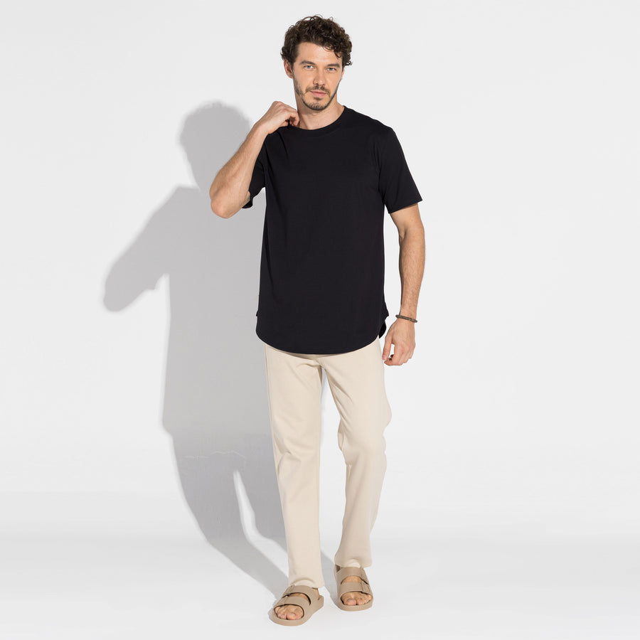 Camiseta Cotton Pima Barra Arredondada | Life Collection - Preto