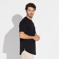 Camiseta Cotton Pima Barra Arredondada | Life Collection - Preto