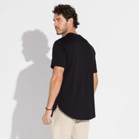 Camiseta Cotton Pima Barra Arredondada | Life Collection - Preto