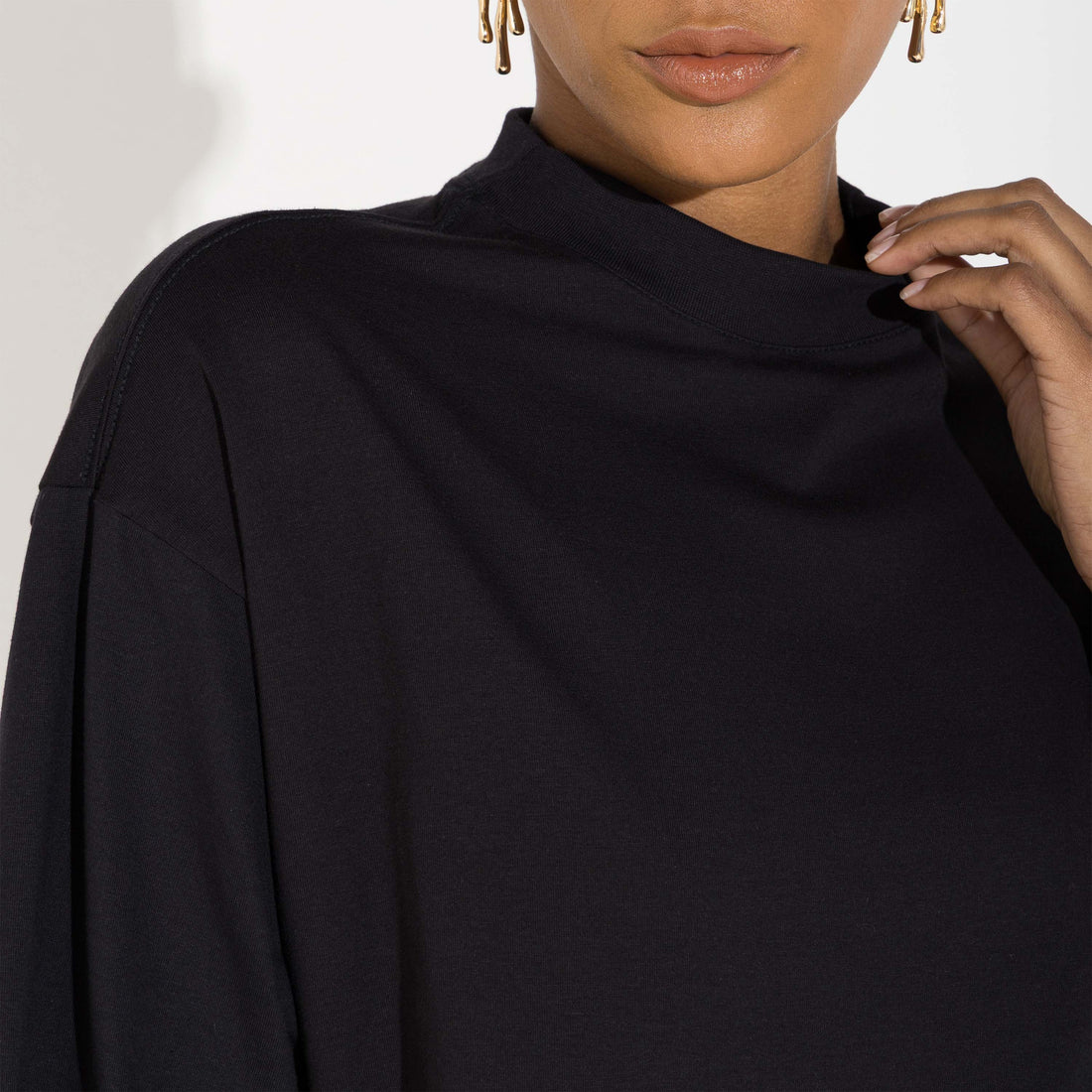 Camiseta Cotton Pima Boxy Feminina - Preto