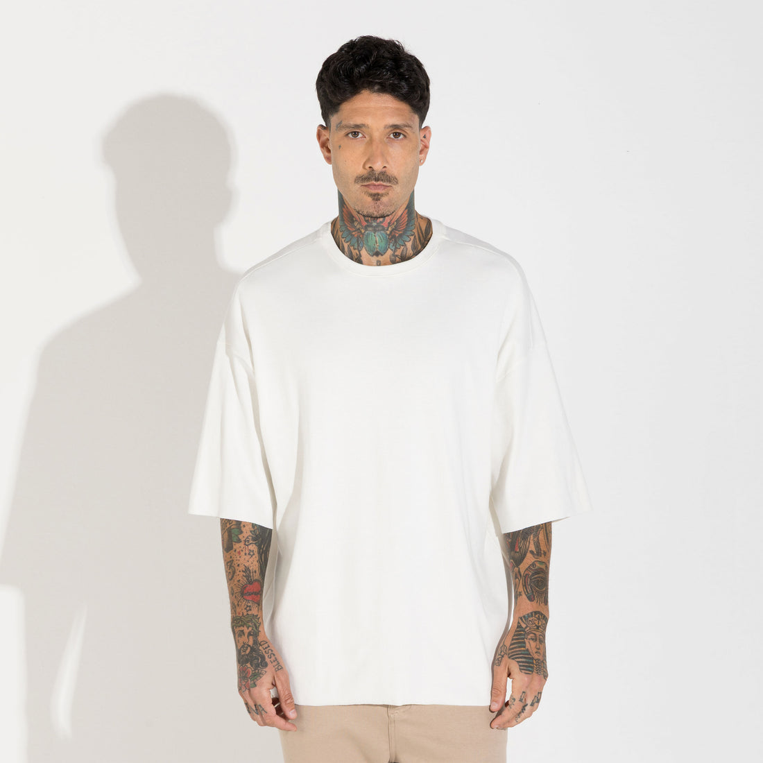 Camiseta Boxy Canelado Algodão Masculina - Off White