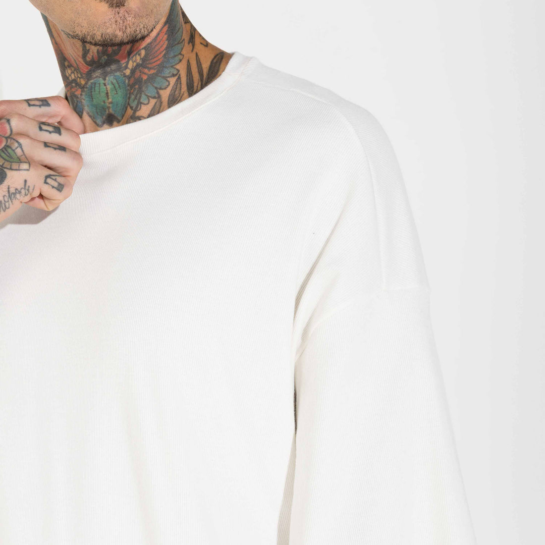 Camiseta Boxy Canelado Algodão Masculina - Off White