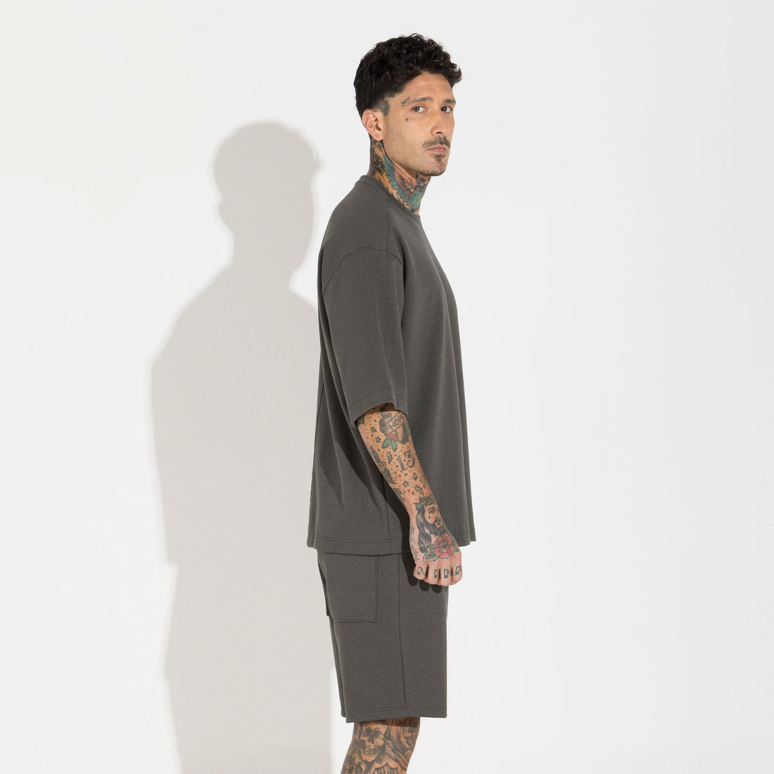 Camiseta Oversized Dense Algodão Masculina - Preto